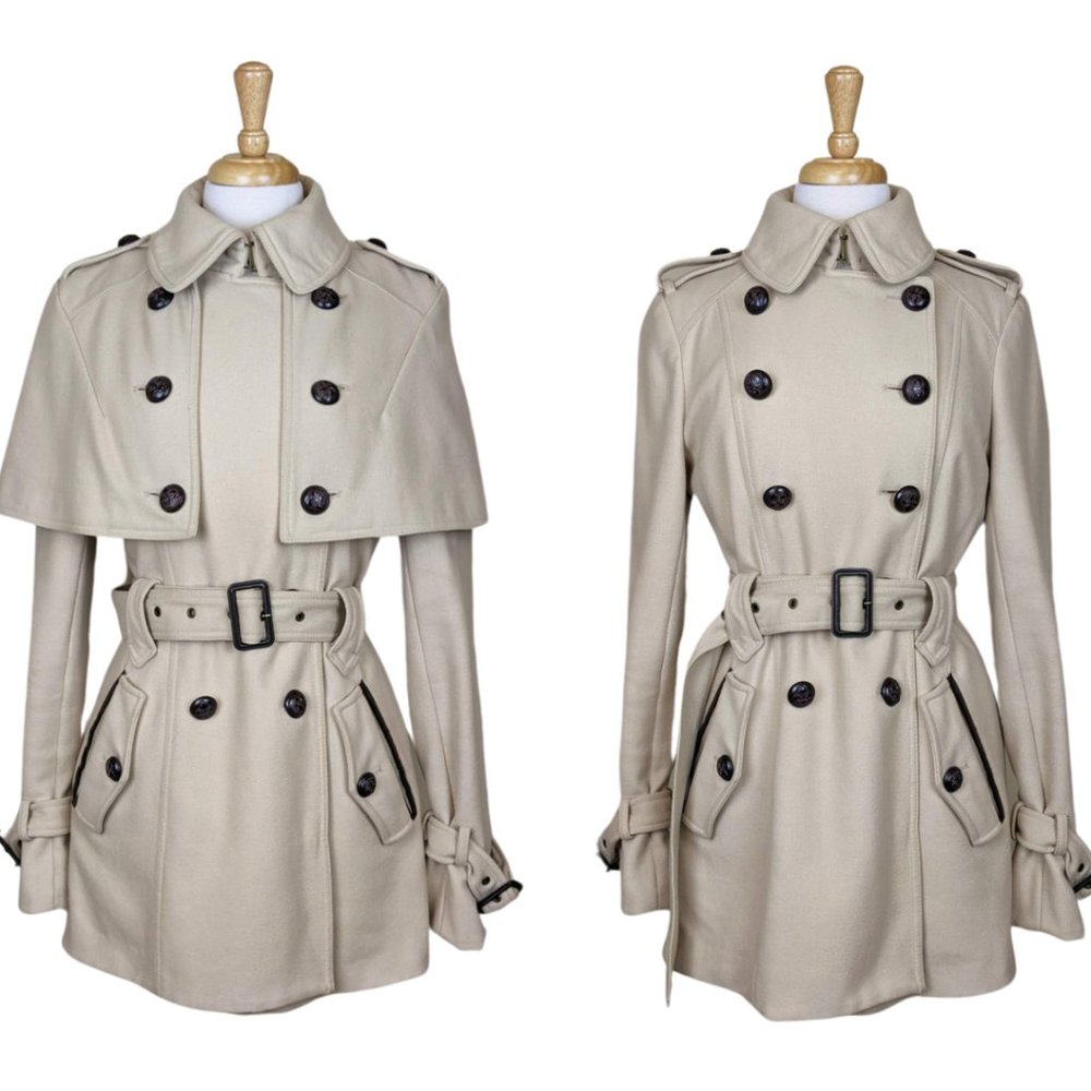 M60 Miss Sixty Elegant Classic Wool Coat with Cape Medium